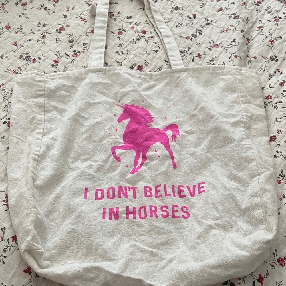 Pink Unicorn Canvas Tote Bag